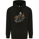 Old School Scooter Rider Moped Man Mens 80% Cotton Hoodie Black