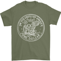 One American Dollar Coin Money Cash USA Mens T-Shirt 100% Cotton Military Green