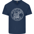 One American Dollar Coin Money Cash USA Mens V-Neck Cotton T-Shirt Navy Blue
