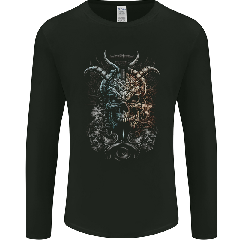Oni Mask Demon Skull Hannya 1 Mens Long Sleeve T-Shirt Black