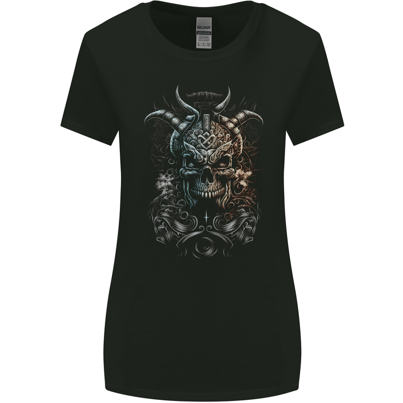 Oni Mask Demon Skull Hannya 1 Womens Wider Cut T-Shirt Black