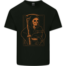 Orange Grim Reaper With a Cat Kids T-Shirt Childrens Black