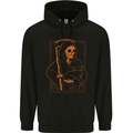 Orange Grim Reaper With a Cat Mens 80% Cotton Hoodie Black