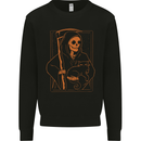 Orange Grim Reaper With a Cat Mens Sweatshirt Jumper Black