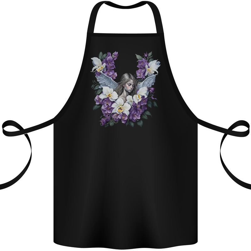 Orchid Angel Gothic Goth Cotton Apron 100% Organic Black