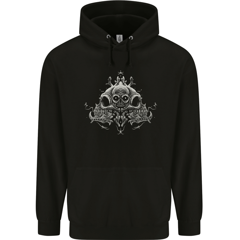 Oriental Skulls Heavy Metal Rock Biker Mens 80% Cotton Hoodie Black