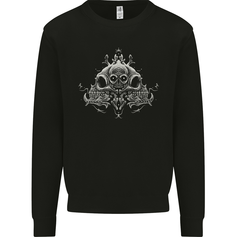 Oriental Skulls Heavy Metal Rock Biker Mens Sweatshirt Jumper Black