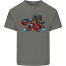 Oriental Style Dragon Mens Cotton T-Shirt Tee Top Charcoal