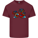 Oriental Style Dragon Mens Cotton T-Shirt Tee Top Maroon