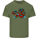 Oriental Style Dragon Mens Cotton T-Shirt Tee Top Military Green