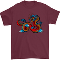 Oriental Style Dragon Mens T-Shirt 100% Cotton Maroon