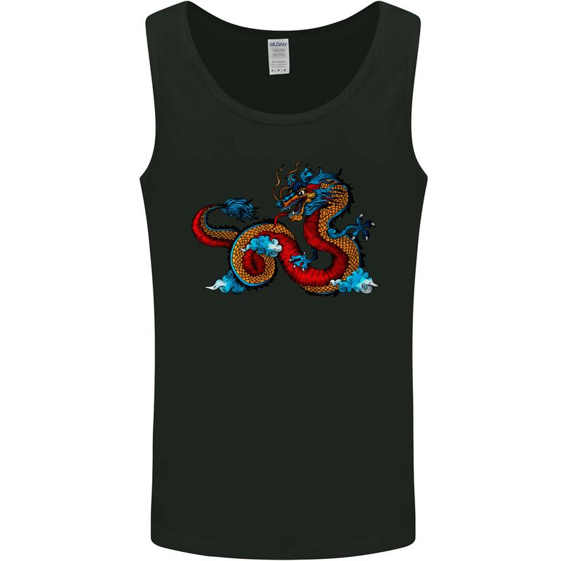 Oriental Style Dragon Mens Vest Tank Top Black