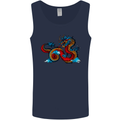 Oriental Style Dragon Mens Vest Tank Top Navy Blue