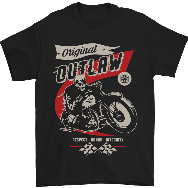 a black t - shirt with an image of a man riding a motorcycle