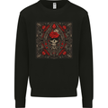 Ornate Playing Card Skull Goth Gothic Mens Sweatshirt Jumper Black