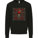 Ornate Playing Card Skull Goth Gothic Mens Sweatshirt Jumper Black