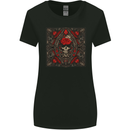 Ornate Playing Card Skull Goth Gothic Womens Wider Cut T-Shirt Black