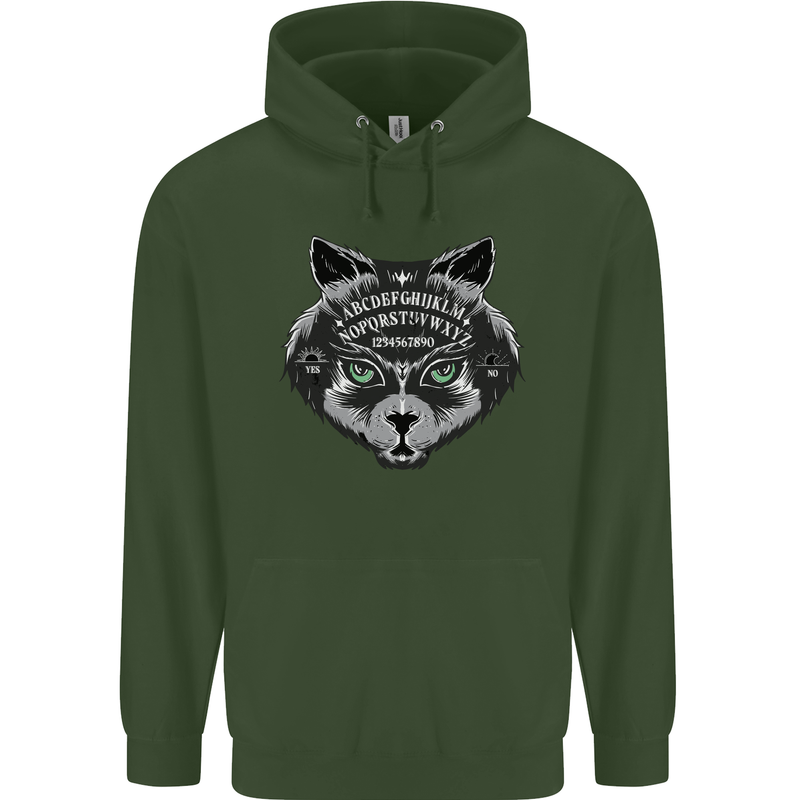 Ouija Board Cat Dark Black Magic Voodoo Childrens Kids Hoodie Forest Green