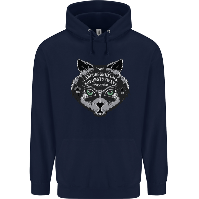 Ouija Board Cat Dark Black Magic Voodoo Childrens Kids Hoodie Navy Blue