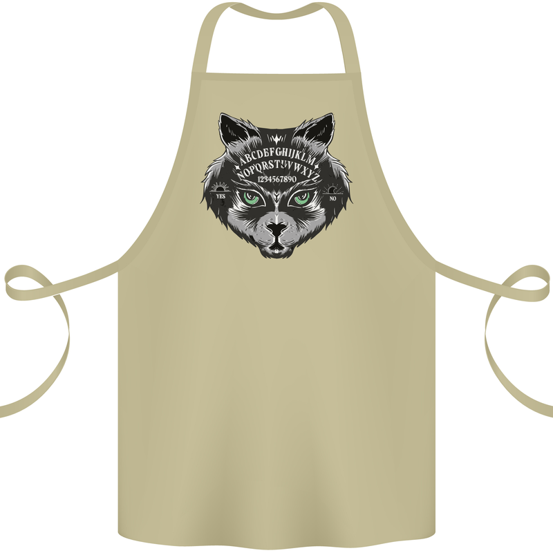 Ouija Board Cat Dark Black Magic Voodoo Cotton Apron 100% Organic Khaki