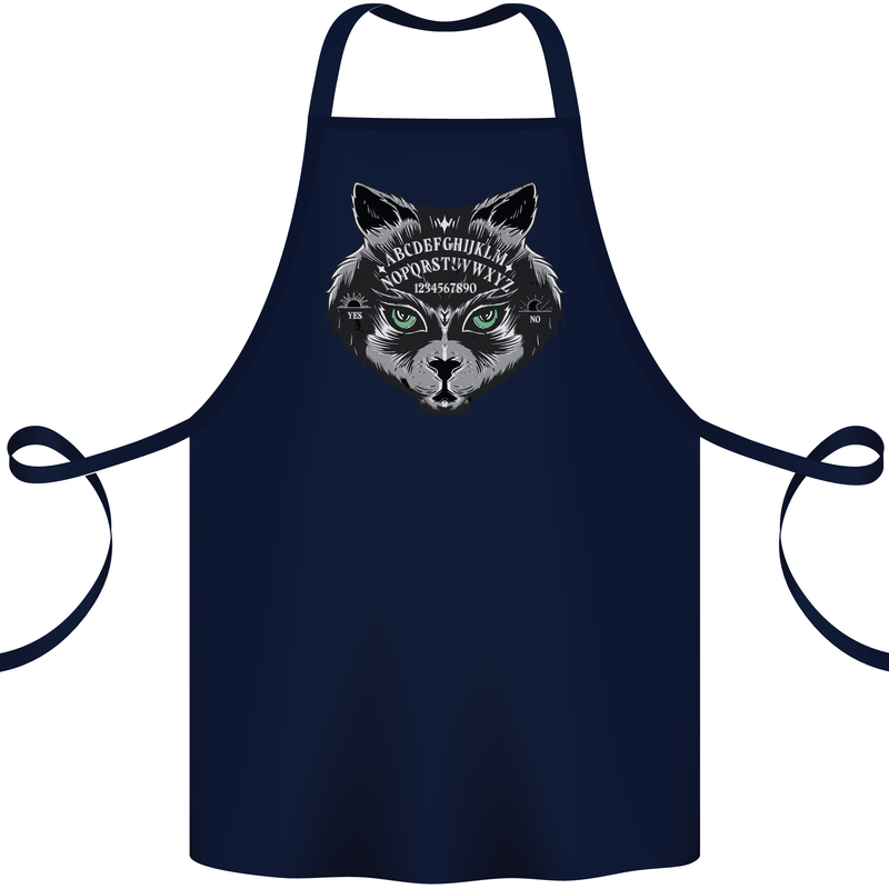 Ouija Board Cat Dark Black Magic Voodoo Cotton Apron 100% Organic Navy Blue