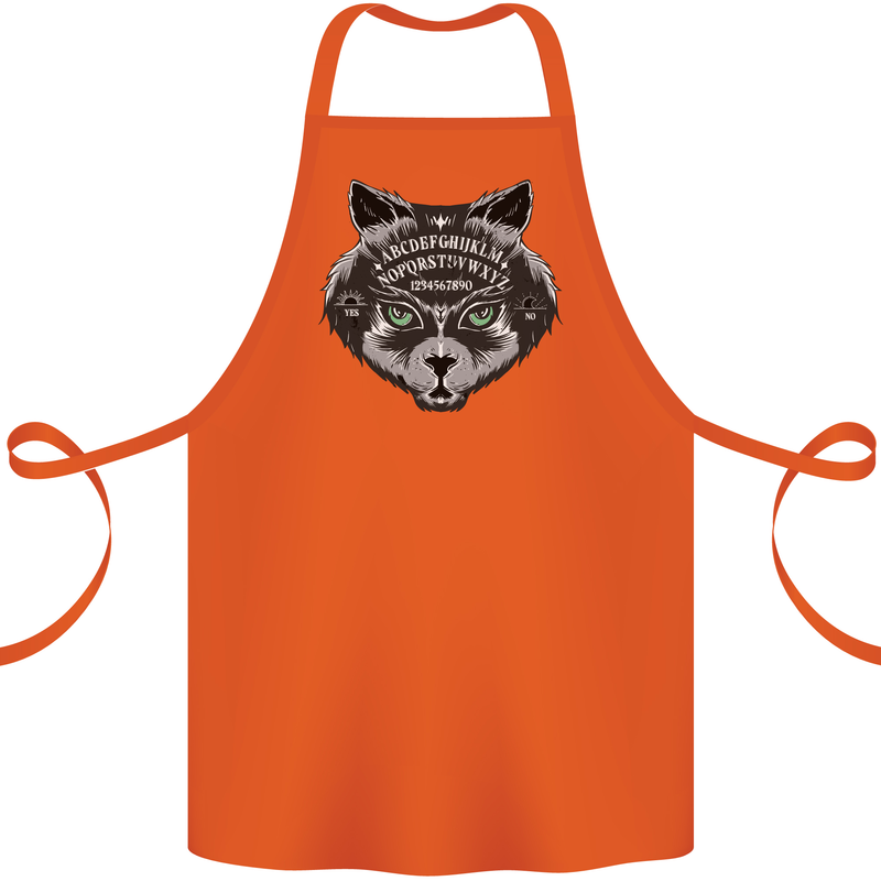 Ouija Board Cat Dark Black Magic Voodoo Cotton Apron 100% Organic Orange