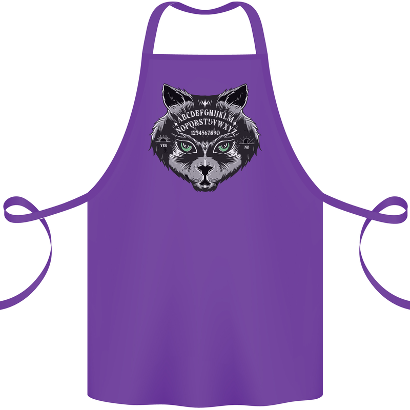 Ouija Board Cat Dark Black Magic Voodoo Cotton Apron 100% Organic Purple