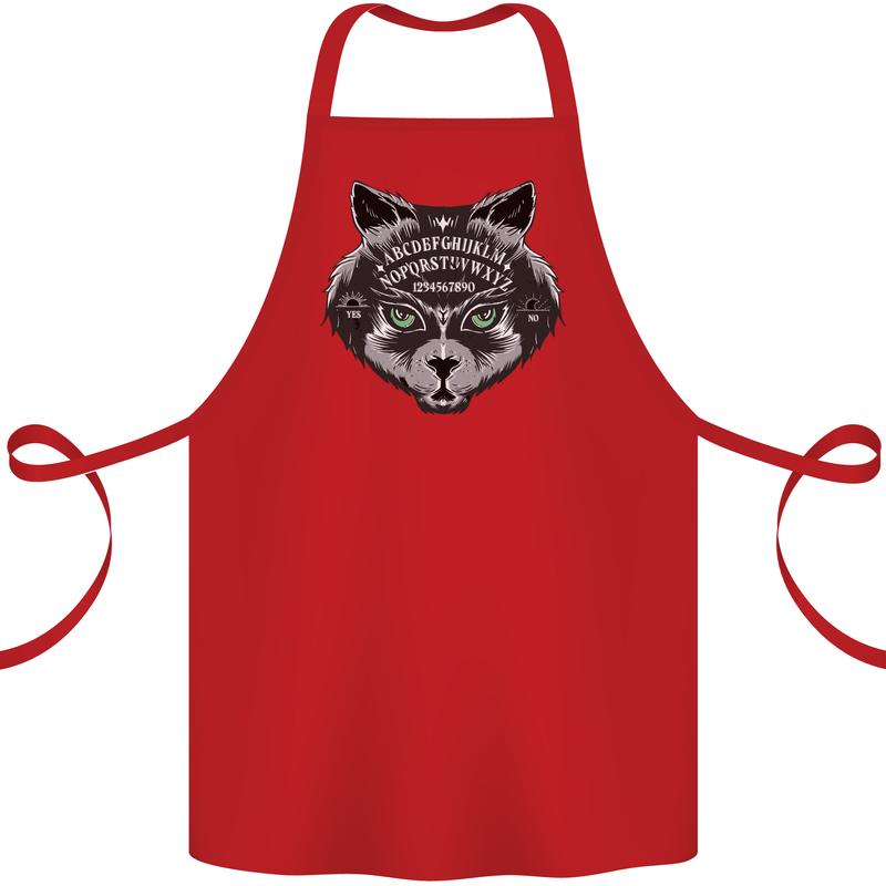 Ouija Board Cat Dark Black Magic Voodoo Cotton Apron 100% Organic Red