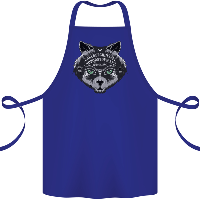 Ouija Board Cat Dark Black Magic Voodoo Cotton Apron 100% Organic Royal Blue