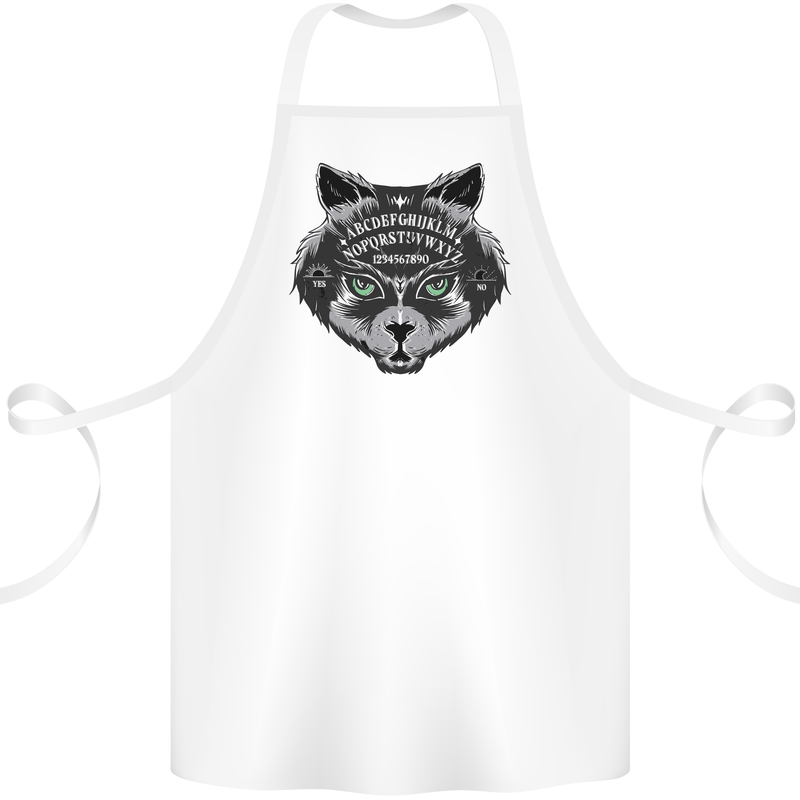 Ouija Board Cat Dark Black Magic Voodoo Cotton Apron 100% Organic White