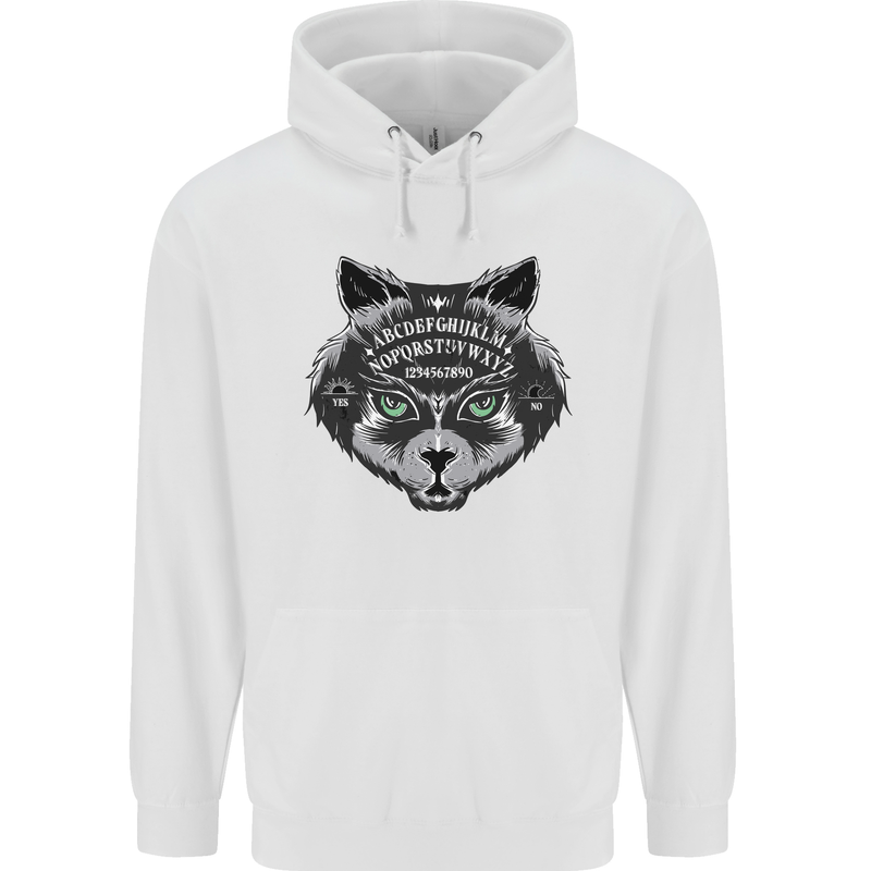 Ouija Board Cat Dark Black Magic Voodoo Mens 80% Cotton Hoodie White
