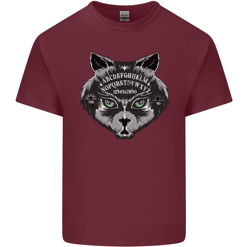 Ouija Board Cat Dark Black Magic Voodoo Mens Cotton T-Shirt Tee Top Maroon