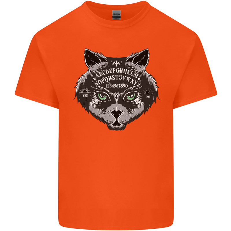 Ouija Board Cat Dark Black Magic Voodoo Mens Cotton T-Shirt Tee Top Orange