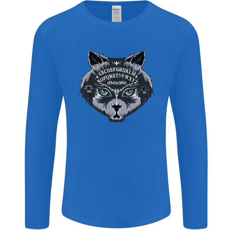 Ouija Board Cat Dark Black Magic Voodoo Mens Long Sleeve T-Shirt Royal Blue