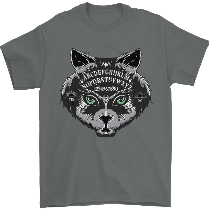 Ouija Board Cat Dark Black Magic Voodoo Mens T-Shirt 100% Cotton Charcoal
