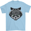Ouija Board Cat Dark Black Magic Voodoo Mens T-Shirt 100% Cotton Light Blue