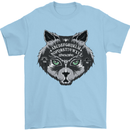 Ouija Board Cat Dark Black Magic Voodoo Mens T-Shirt 100% Cotton Light Blue