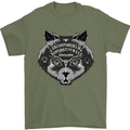 Ouija Board Cat Dark Black Magic Voodoo Mens T-Shirt 100% Cotton Military Green