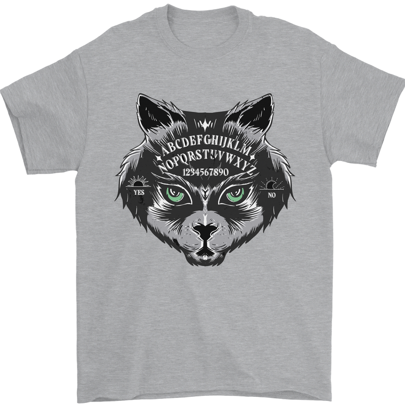 Ouija Board Cat Dark Black Magic Voodoo Mens T-Shirt 100% Cotton Sports Grey