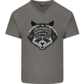 Ouija Board Cat Dark Black Magic Voodoo Mens V-Neck Cotton T-Shirt Charcoal