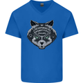 Ouija Board Cat Dark Black Magic Voodoo Mens V-Neck Cotton T-Shirt Royal Blue