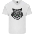 Ouija Board Cat Dark Black Magic Voodoo Mens V-Neck Cotton T-Shirt White