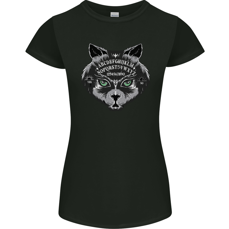 Ouija Board Cat Dark Black Magic Voodoo Womens Petite Cut T-Shirt Black