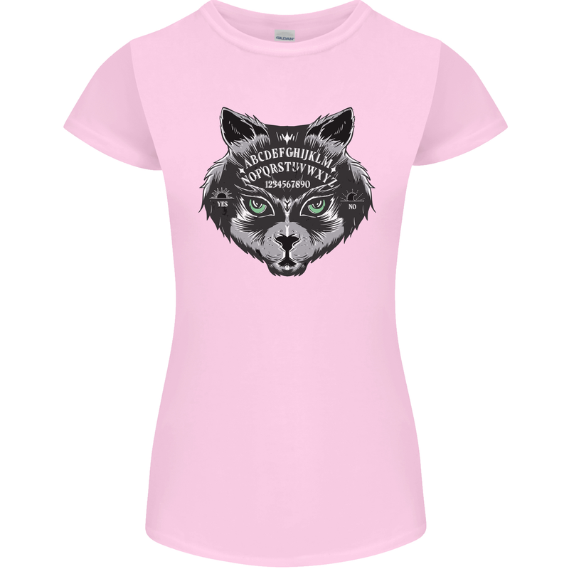 Ouija Board Cat Dark Black Magic Voodoo Womens Petite Cut T-Shirt Light Pink