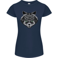 Ouija Board Cat Dark Black Magic Voodoo Womens Petite Cut T-Shirt Navy Blue