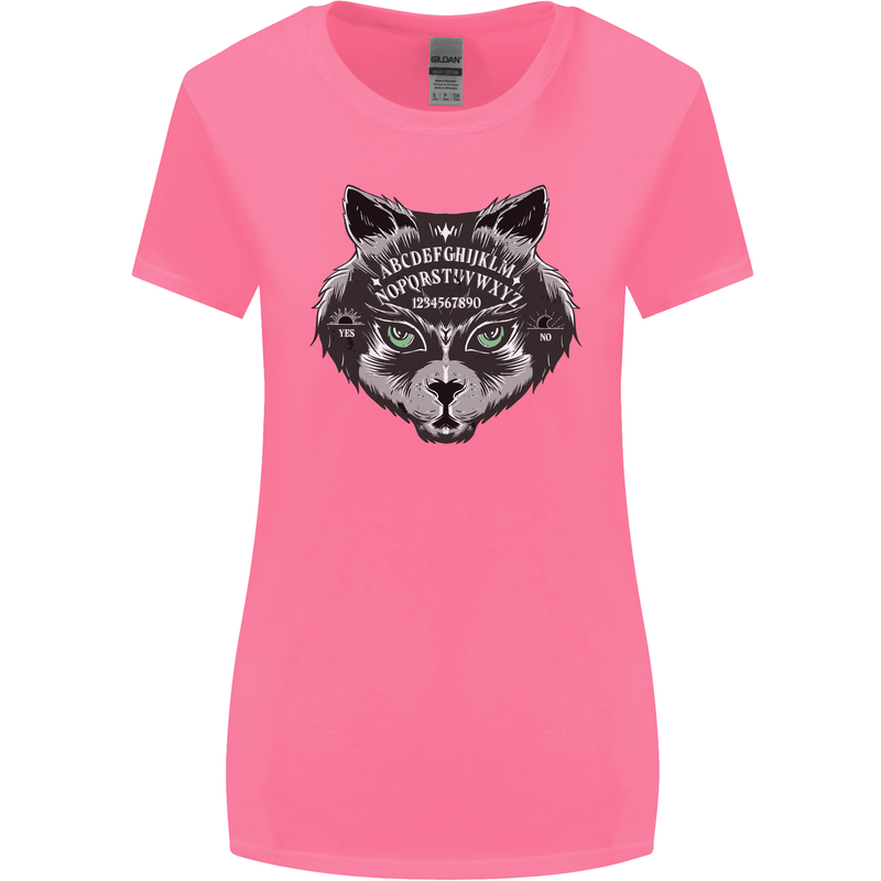 Ouija Board Cat Dark Black Magic Voodoo Womens Wider Cut T-Shirt Azalea