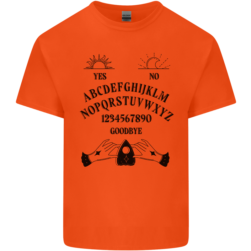 Ouija Board Dark Black Magic Voodoo Mens Cotton T-Shirt Tee Top Orange