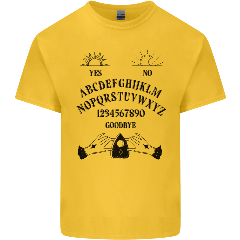 Ouija Board Dark Black Magic Voodoo Mens Cotton T-Shirt Tee Top Yellow