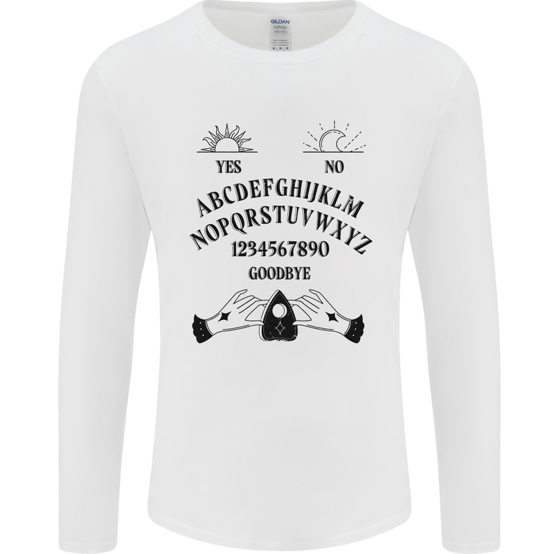 Ouija Board Dark Black Magic Voodoo Mens Long Sleeve T-Shirt White