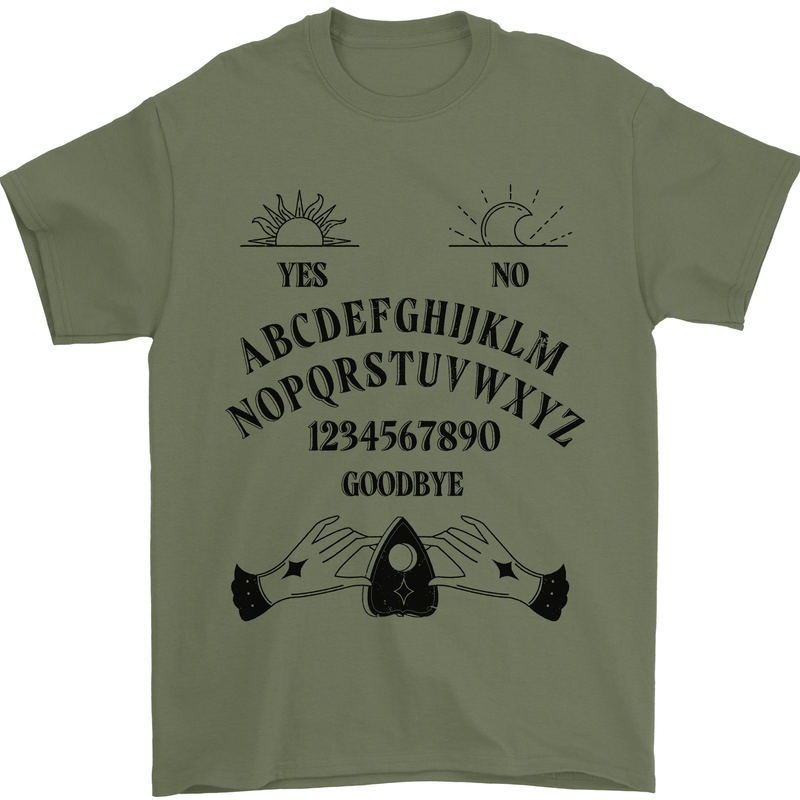 Ouija Board Dark Black Magic Voodoo Mens T-Shirt 100% Cotton Military Green